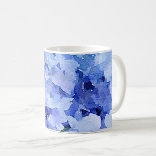 Blauwe en periwinkle hydrangea-mok koffiemok (Voorkant rechts)