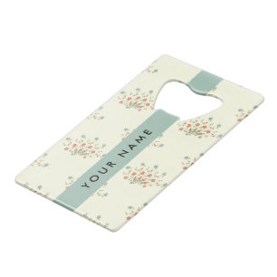 Blauwe en Rode Bloemen, Blauw, Jouw naam Kredietkaart Flessenopener