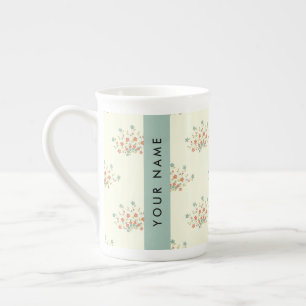 Blauwe en Rode Bloemen, Blauw, Uw Naam Porselein Kop