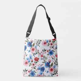 Blauwe en rode Floral Crossbody Tas
