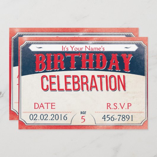 blauwe en rode halve dag kaart (Voorkant / Achterkant)