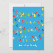 Blauwe en rode lama met party pet Uitnodiging (Achterkant)