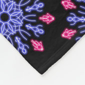 Blauwe en rode neonbloem fleece deken (Hoek)