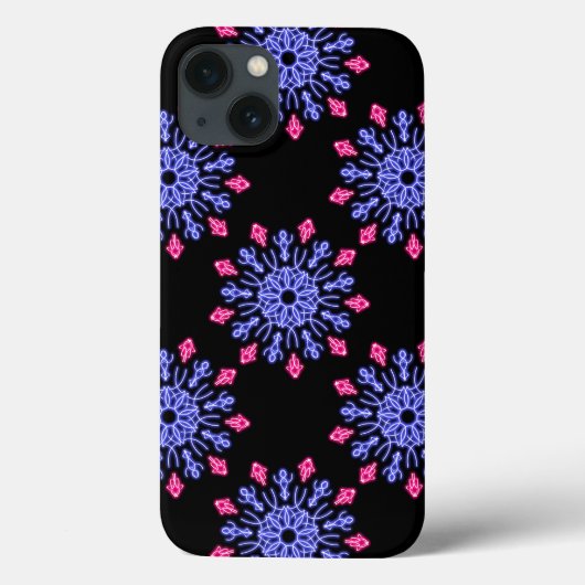 Blauwe en rode neonbloem Hoesje-Mate iPhone case (Achterkant)