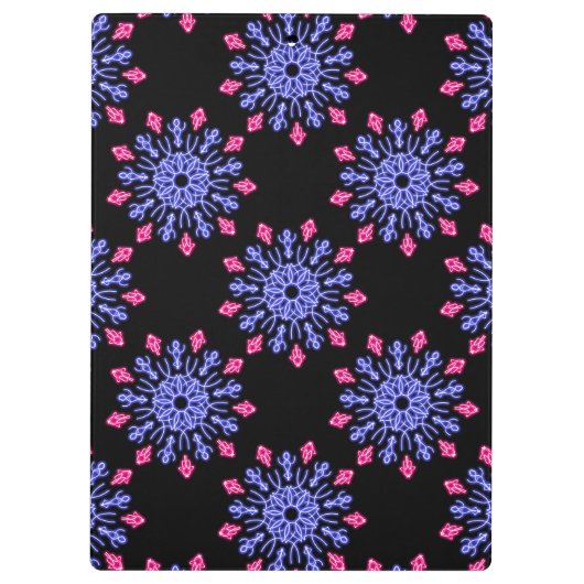 Blauwe en rode neonbloem klembord (Achterkant)