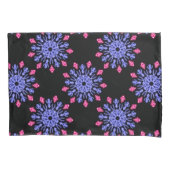 Blauwe en rode neonbloem kussensloop (Voorkant)