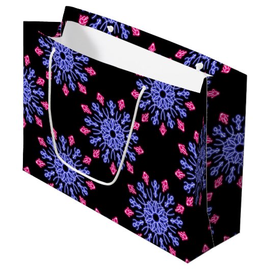Blauwe en rode neonbloem large cadeautasje (Voorkant Gekanteld)