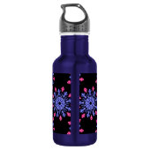Blauwe en rode neonbloem waterfles  (Achterkant)