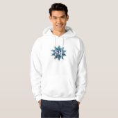 Blauwe en rode Snowflake Ski Hoodie (Voorkant volledig)