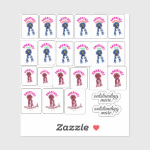 blauwe en rode stickers voor verbluffende