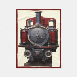 Blauwe en rode trein fleece deken