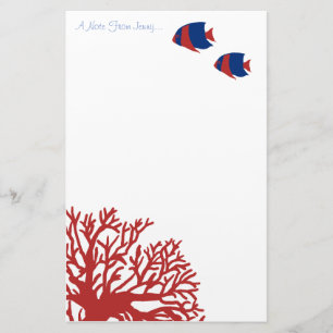 Blauwe en Rode Tropische Angelvis Briefpapier