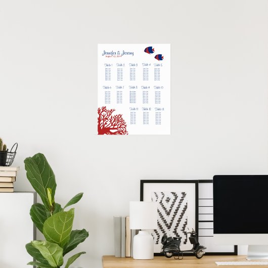 Blauwe en rode tropische viszitjes, 16x20 poster (Thuiskantoor)