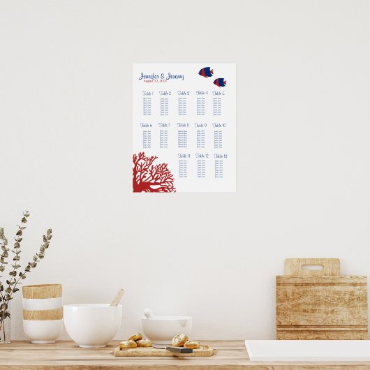 Blauwe en rode tropische viszitjes, 16x20 poster (Keuken)