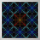 Blauwe en rode vlokken 36x36 poster (Voorkant)