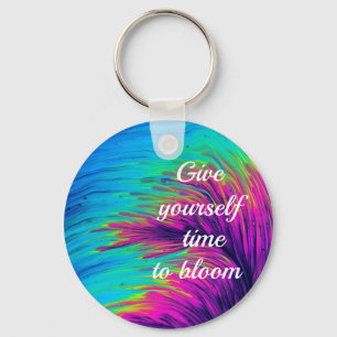 Blauwe en roze abstracte verfSleutelhanger Sleutelhanger
