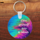 Blauwe en roze abstracte verfSleutelhanger Sleutelhanger (Voorkant)