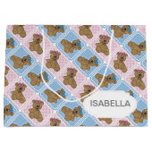 Blauwe en roze Baby Teddy Bears Groot Cadeauzakje (Voorkant)