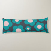 Blauwe en roze bloem Boho stijl Lichaamskussen (Achterkant)