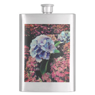 Blauwe en roze bloemen flacon