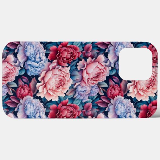 Blauwe en roze bloemen iPhone / iPad hoesje (Achterkant (horizontaal))