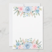 Blauwe en roze bloemenbruiloft kaart (Achterkant)