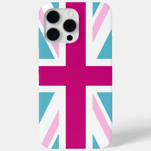 Blauwe en roze Britse vlag iPhone 15 Pro Max Hoesje