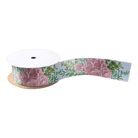 Blauwe en roze bruiloft pastel Floral Spring Lint (Spoel)