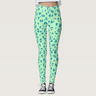 blauwe en roze cheeta luipaardprint leggings