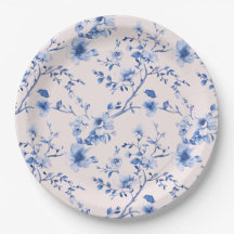 Blauwe en roze Chinoiserie Bloemen