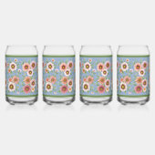 Blauwe en Roze Daisies Bloemen Botanische Kunst Blikvorm Glas (Links)
