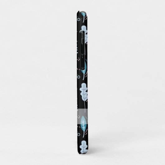 Blauwe en roze Doodle bladeren gepersonaliseerd Case-Mate iPhone Case (Achterkant/links)