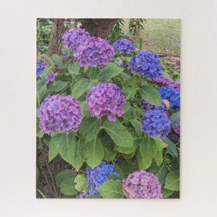 Blauwe en Roze Hortensia Bloesems Bloemig Legpuzzel
