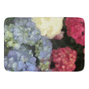 Blauwe en Roze Hydrangea Digital Flower Painting Badmat