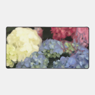 Blauwe en Roze Hydrangea Digital Flower Painting Bureaumat
