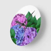 Blauwe en Roze Hydrangea Flowers Ronde Klok (Hoek)