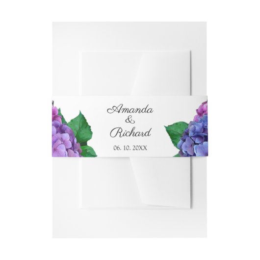 Blauwe en roze hydrangea Flowers Wedding Uitnodigingen Wikkel (Voorkant Voorbeeld)