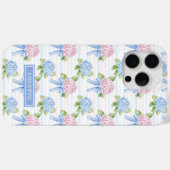 Blauwe en Roze Hydrangea Gestreepte Case-Mate iPhone Case (Achterkant (horizontaal))