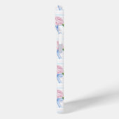 Blauwe en Roze Hydrangea Gestreepte Case-Mate iPhone Case (Achterkant / Links)