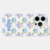 Blauwe en Roze Hydrangea Gestreepte Case-Mate iPhone Case (Achterkant (horizontaal))