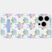 Blauwe en Roze Hydrangea Gestreepte Case-Mate iPhone Case (Achterkant (horizontaal))