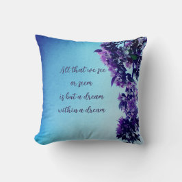 Blauwe en roze lente bloemenpoëzie kussen