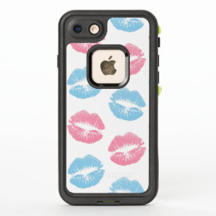 Blauwe en Roze Lippen Patroon, Lippenstift, Kus