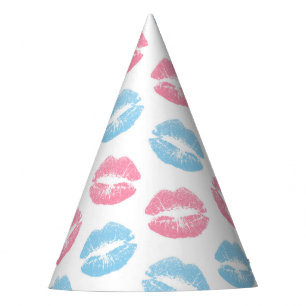 Blauwe en Roze Lippenpatroon, Lippenstift, Kus Feesthoedjes