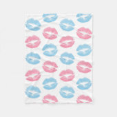 Blauwe en Roze Lippenpatroon, Lippenstift, Kus Fleece Deken (Voorkant)