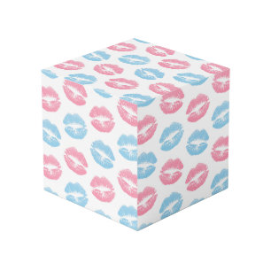 Blauwe en Roze Lippenpatroon, Lippenstift, Kus Kubus