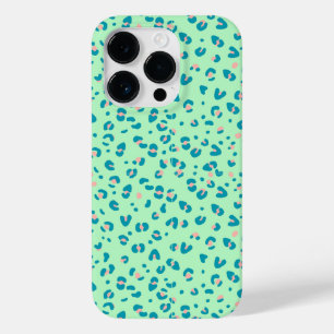 blauwe en roze luipaardprint Case-Mate iPhone 14 pro hoesje