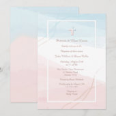 Blauwe en roze moderne religieuze uitnodiging (Voorkant / Achterkant)