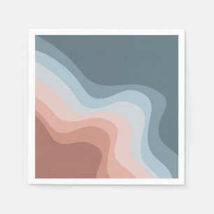 Blauwe en roze retro stijl golven servet