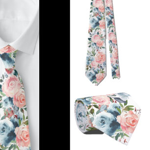 Blauwe en Roze Rozen Bloemen Bloemstuk Formele Hal Stropdas